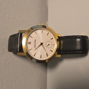 Bulova Classic Gold Watch with Black Strap